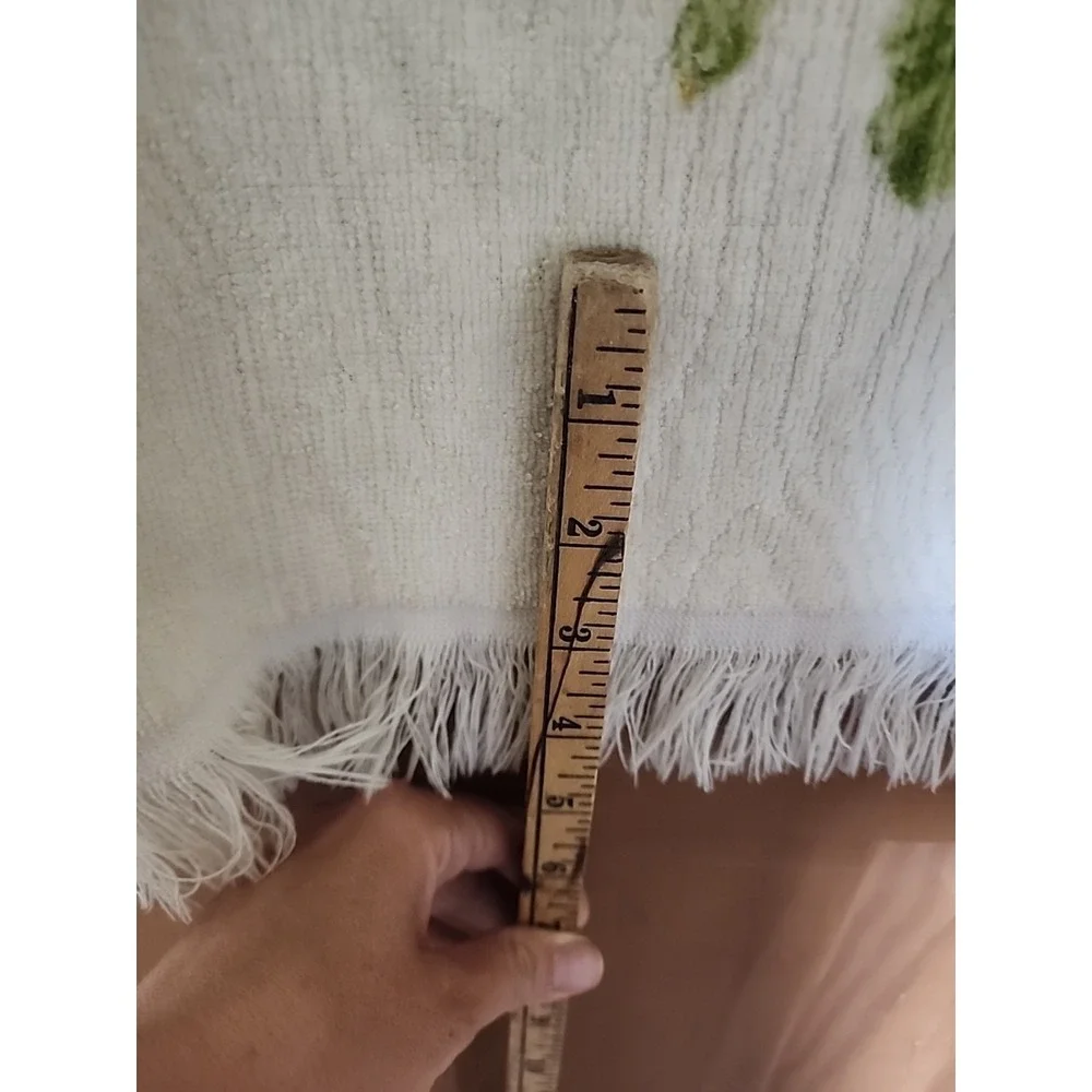Vtg 70s Lady Pepperell Bath Towel Yellow Floral Cottage Granny Core Fringe